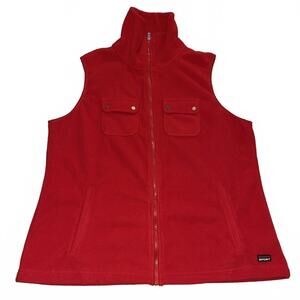 Chaps Sport Women's Red Fleece Vest XL Cozy Soft Warm Full Zip 4 Pockets